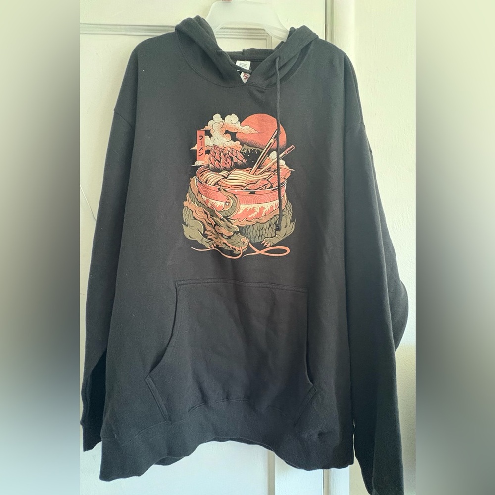 Black Hoodie with Ramen Graphic